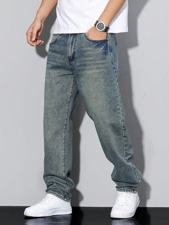 Baggy Denim Jeans Herren Weit Streetwear Fünf-Pocket