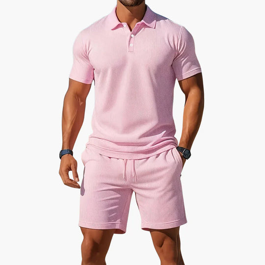 Herren Polo-Shorts-Set mit Kordelzug – Baumwolle Sommer-Zweiteiler