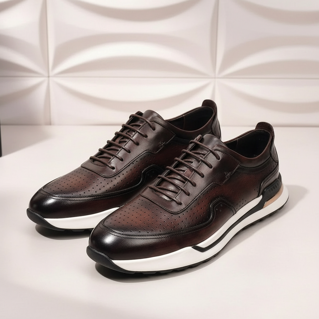 Leder Sneaker Herren Vollnarbig Business Freizeitschuhe