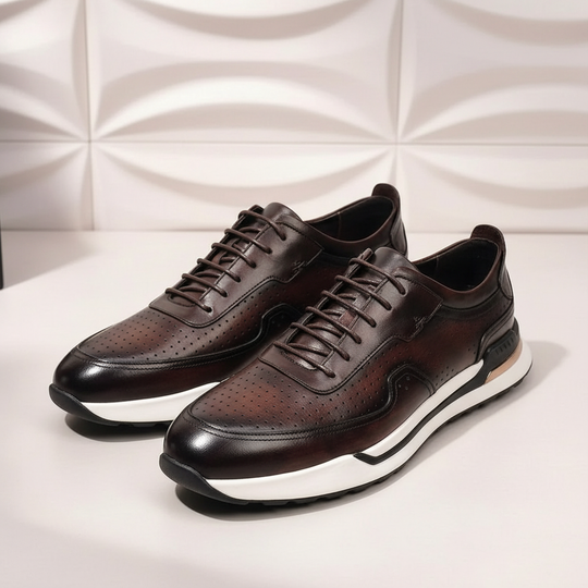 Leder Sneaker Herren Vollnarbig Business Freizeitschuhe