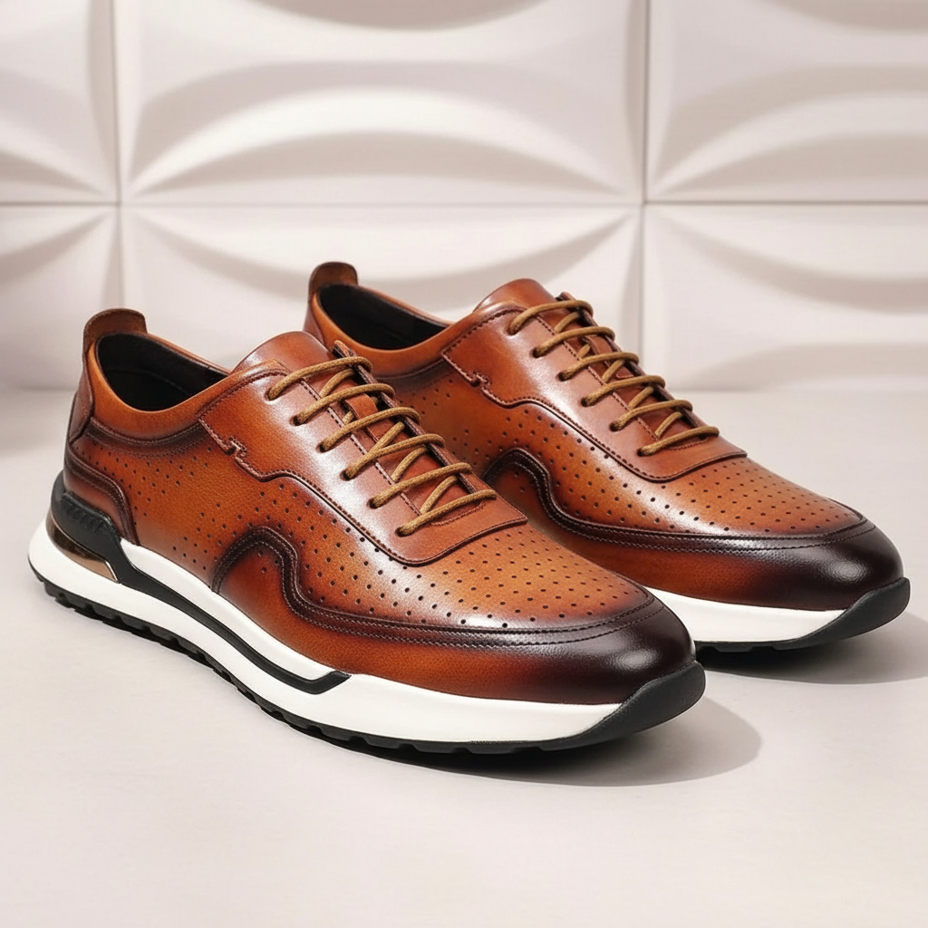 Leder Sneaker Herren Vollnarbig Business Freizeitschuhe