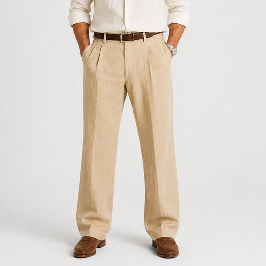 Leinen Hose Herren Gerade Smart Casual Locker Stoffhose