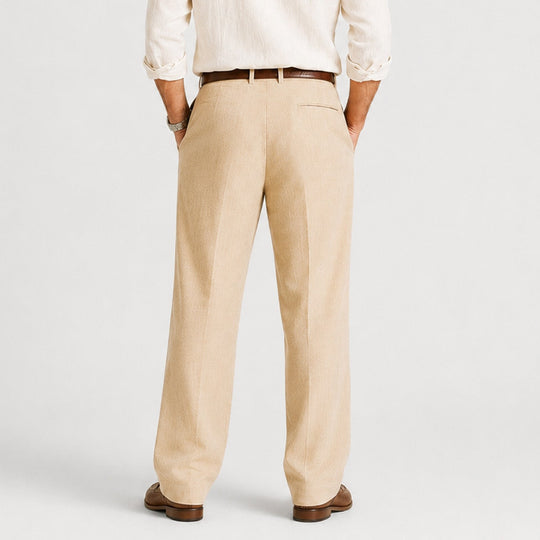 Leinen Hose Herren Gerade Smart Casual Locker Stoffhose
