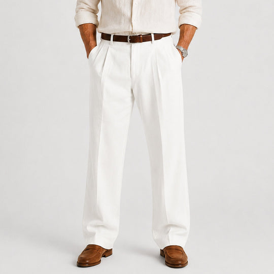Leinen Hose Herren Gerade Smart Casual Locker Stoffhose