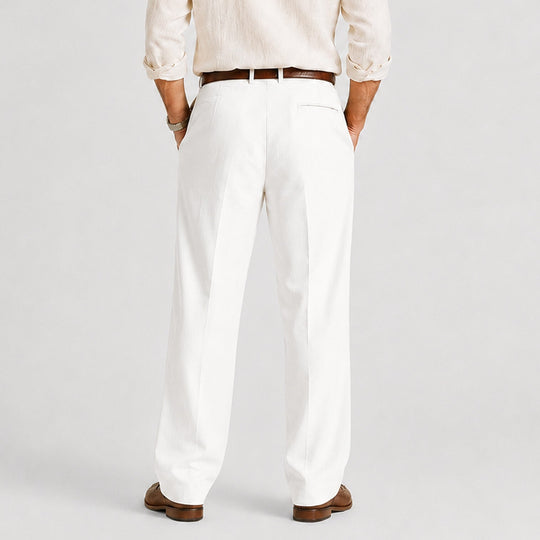 Leinen Hose Herren Gerade Smart Casual Locker Stoffhose