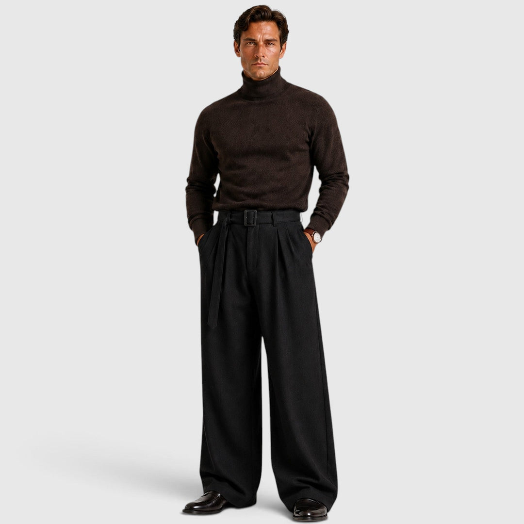 Bundfalten Anzughose Herren Gerade Elegant Business