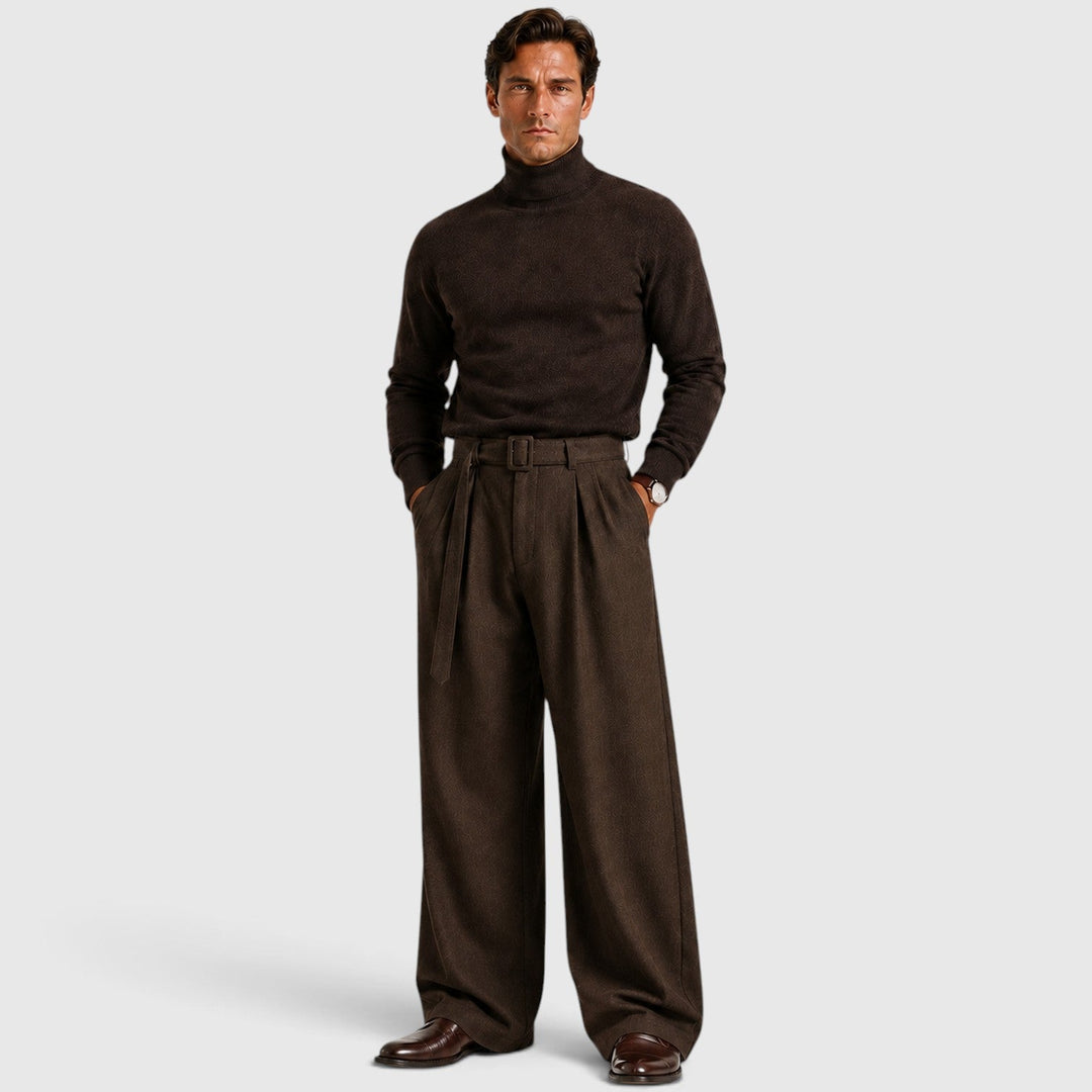 Bundfalten Anzughose Herren Gerade Elegant Business