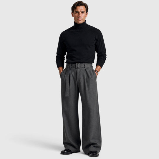 Bundfalten Anzughose Herren Gerade Elegant Business