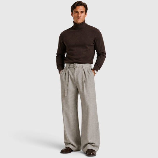 Bundfalten Anzughose Herren Gerade Elegant Business
