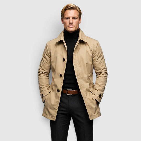 Klassischer Trenchcoat Herren Premium Mantel Elegant