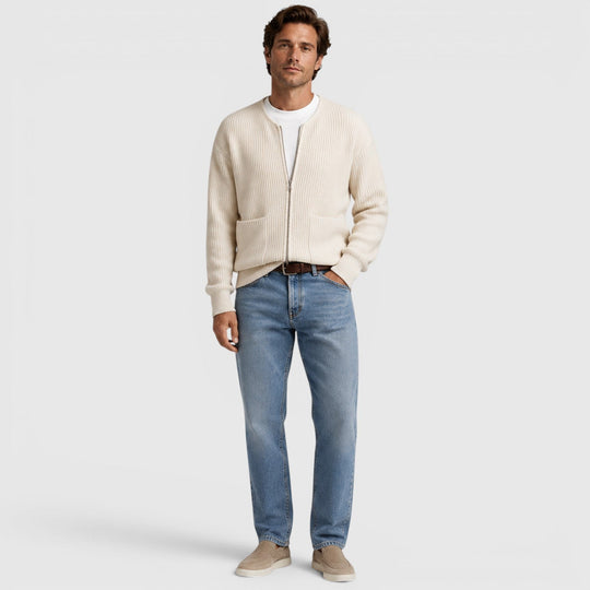 Zip Strick Cardigan Herren Strickjacke Smart Casual