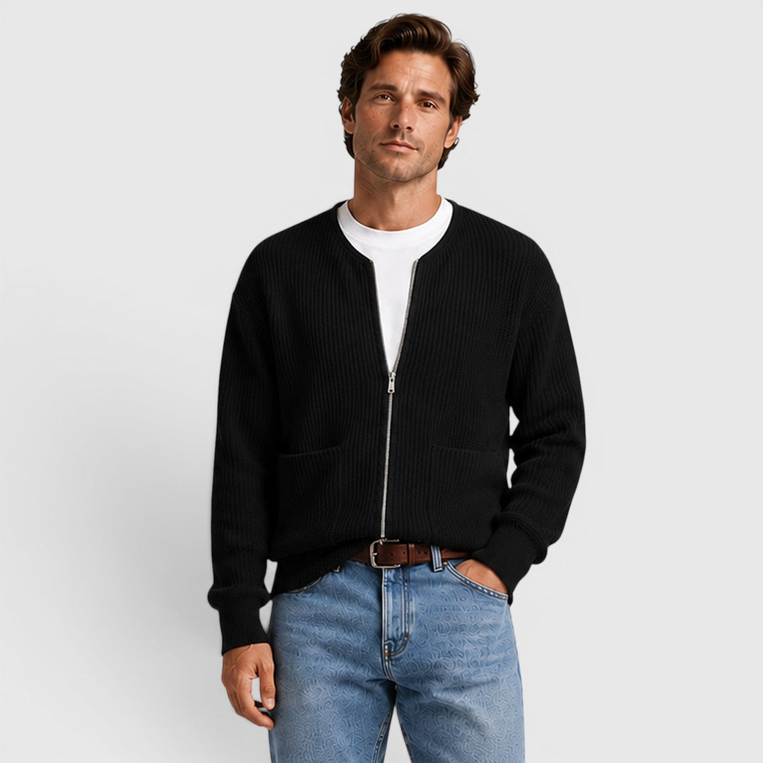 Zip Strick Cardigan Herren Strickjacke Smart Casual