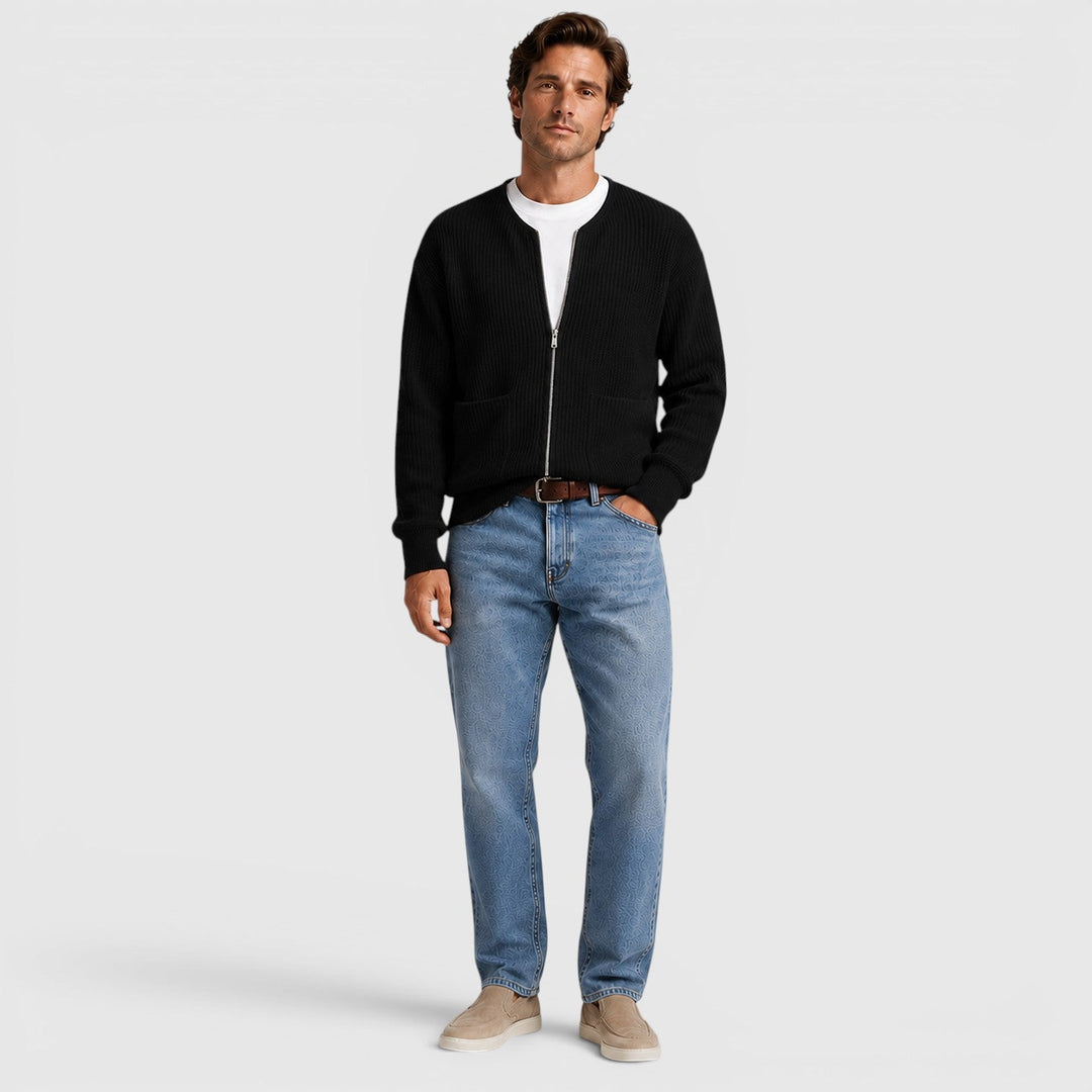 Zip Strick Cardigan Herren Strickjacke Smart Casual
