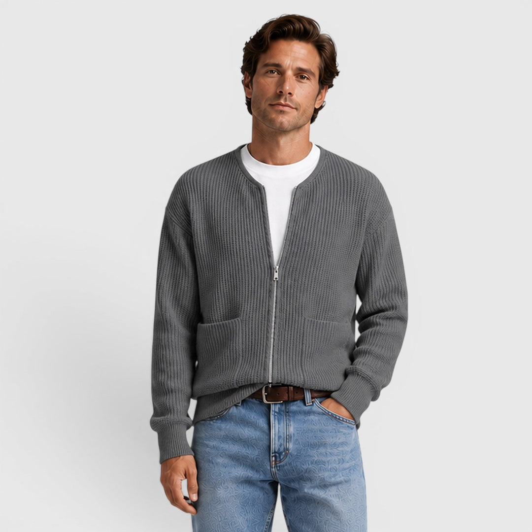 Zip Strick Cardigan Herren Strickjacke Smart Casual