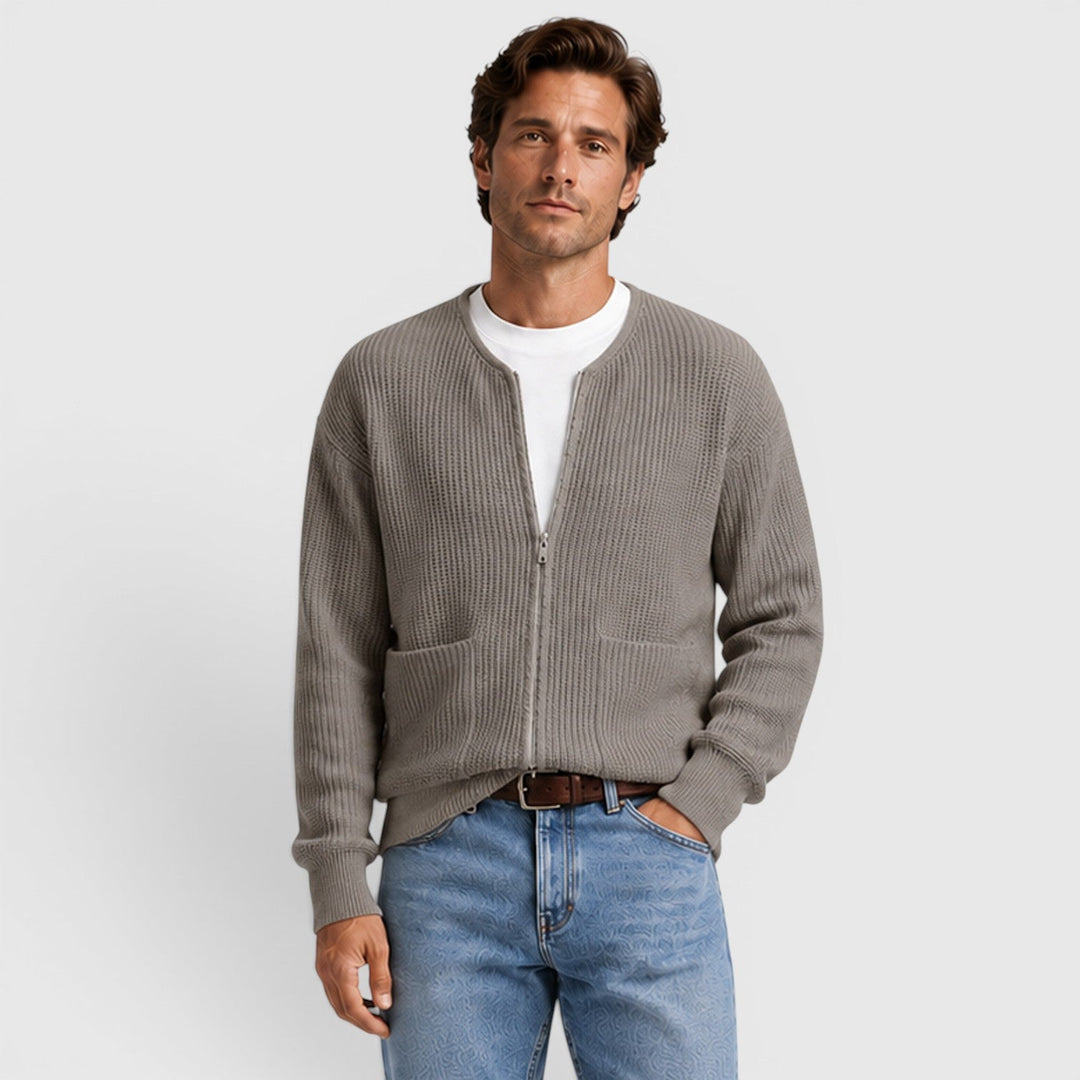Zip Strick Cardigan Herren Strickjacke Smart Casual