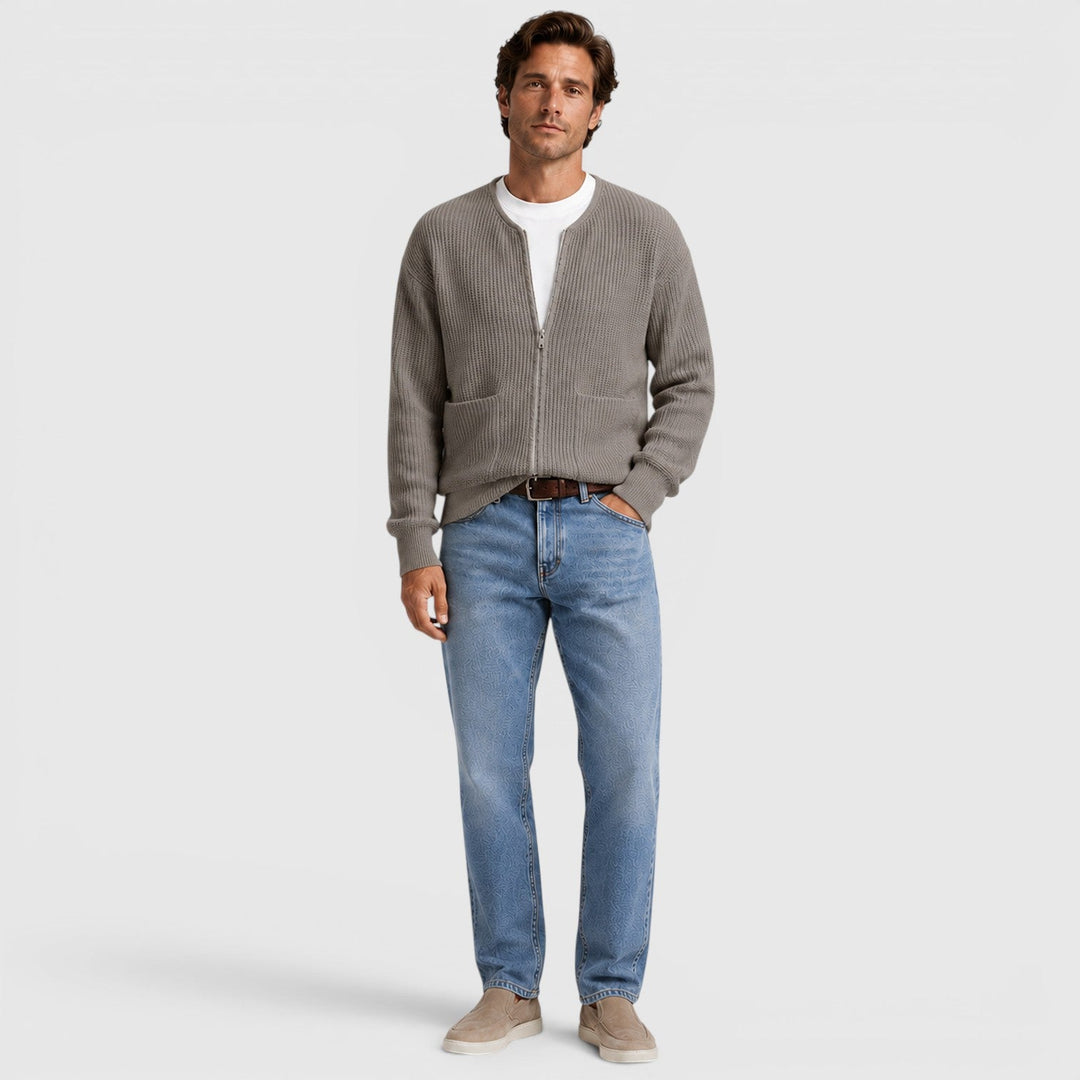 Zip Strick Cardigan Herren Strickjacke Smart Casual