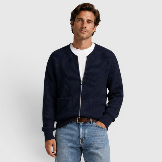 Zip Strick Cardigan Herren Strickjacke Smart Casual