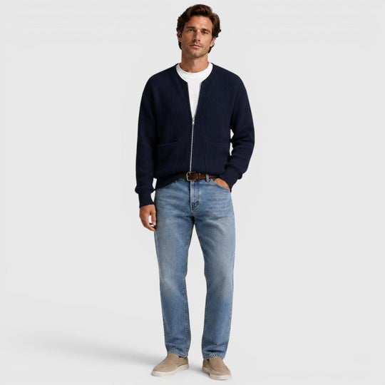 Zip Strick Cardigan Herren Strickjacke Smart Casual