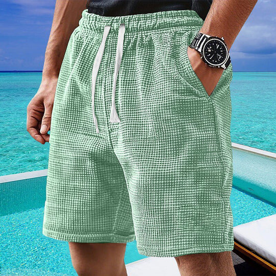 Leichte Waffel Strick Shorts Herren Sommer Strand Hose