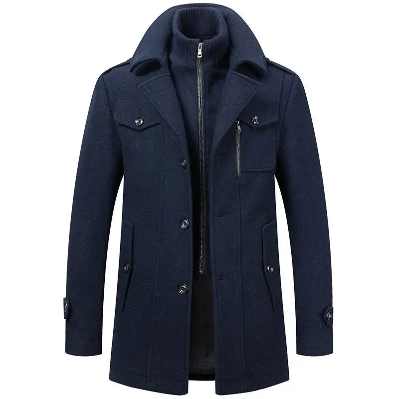 Eleganter Woll Wintermantel Herren Warm Klassisch