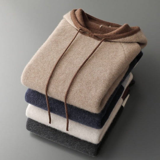 Kaschmir Hoodie Herren Kapuze Kordelzug Raglanärmel