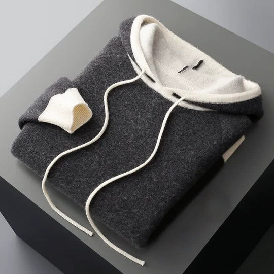 Kaschmir Hoodie Herren Kapuze Kordelzug Raglanärmel
