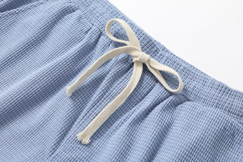 Leichte Waffel Strick Shorts Herren Sommer Strand Hose