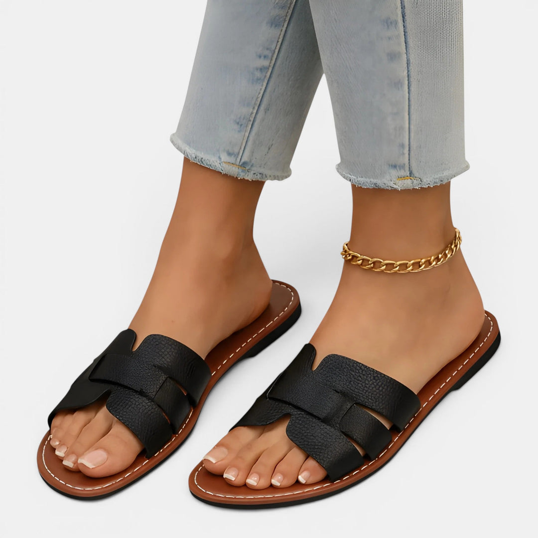 Pantoletten Damen Kunstleder Gepolstert Bequem Sommer