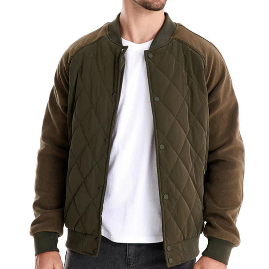 Fleece Bomberjacke Herren Wollmix Knopfleiste Warm