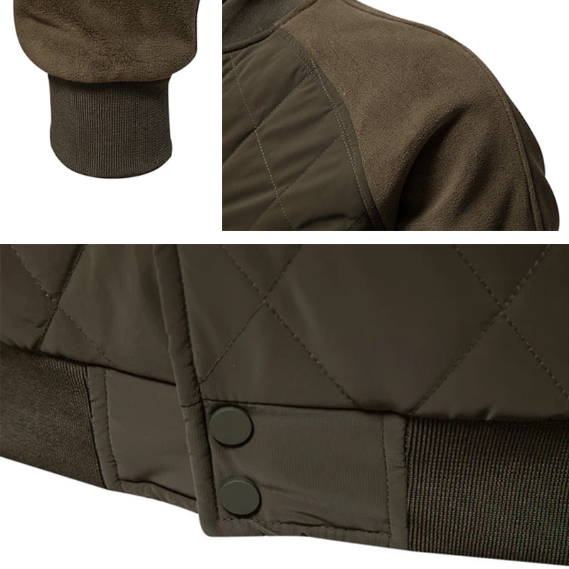 Fleece Bomberjacke Herren Wollmix Knopfleiste Warm