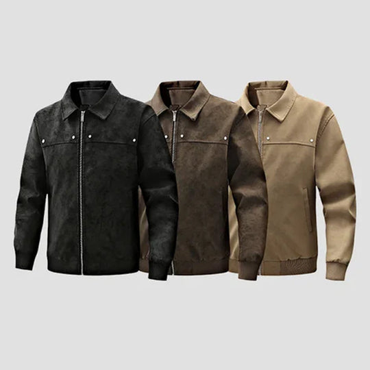 Klassische Bikerjacke Herren Winddicht Rippbündchen