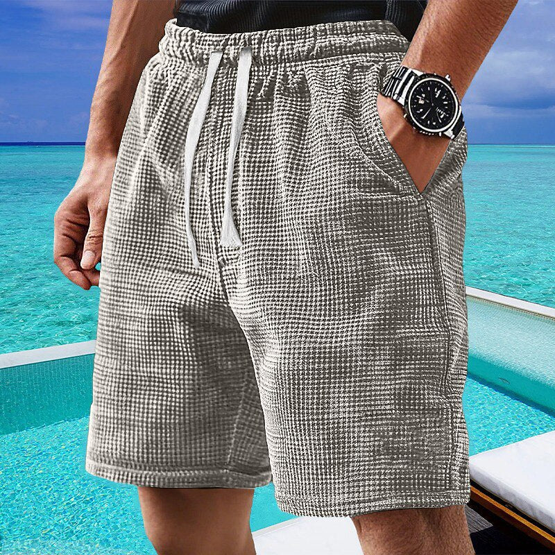 Leichte Waffel Strick Shorts Herren Sommer Strand Hose