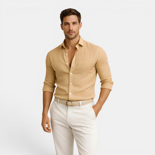 Herren Atmungsaktives Leinenbaumwoll-Hemd – Jennoir