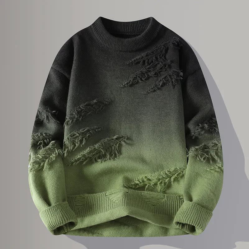Farbverlauf Pullover Herren Used Optik Rundhals Locker