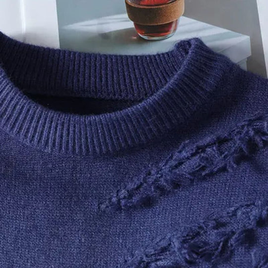 Farbverlauf Pullover Herren Used Optik Rundhals Locker