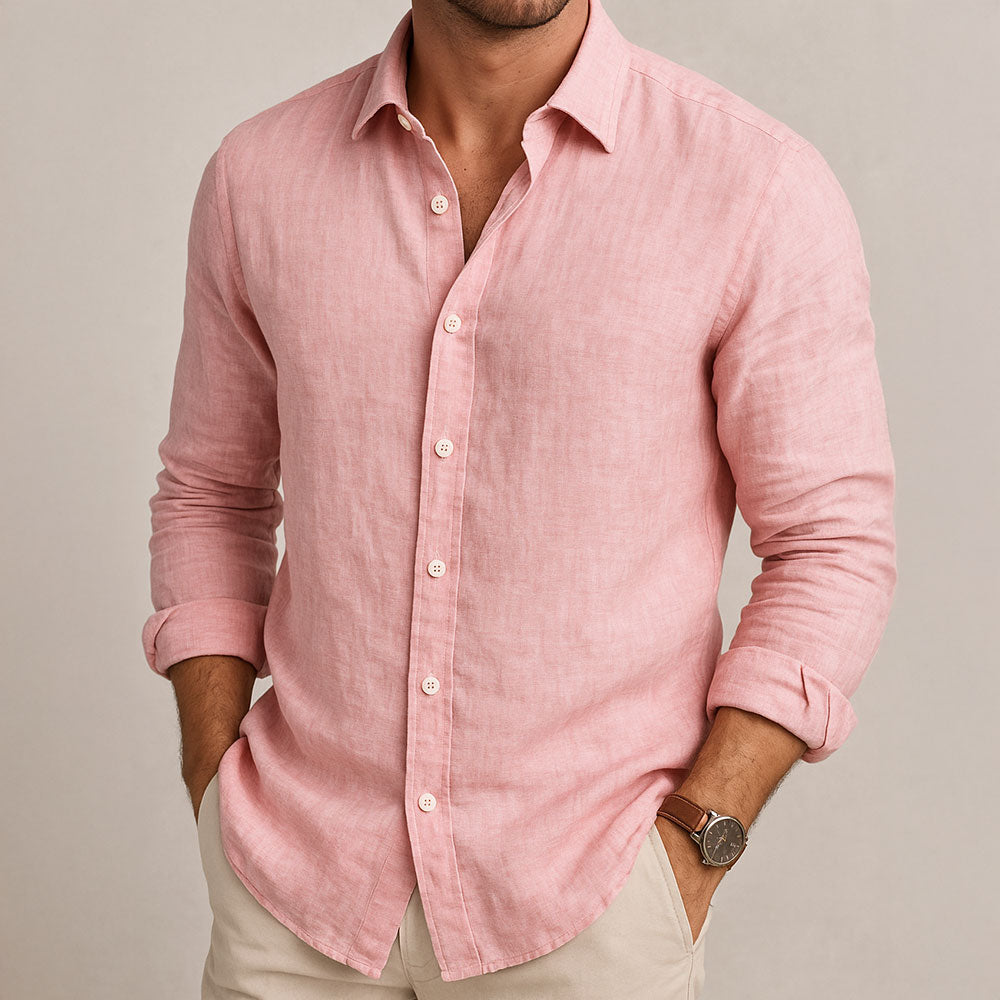 Essential Leinenhemd Herren Sommer Baumwolle Casual
