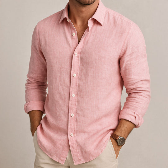 Essential Leinenhemd Herren Sommer Baumwolle Casual