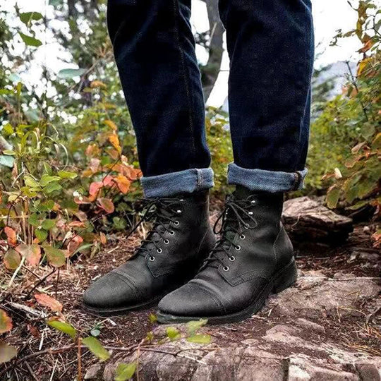 Patina Lederstiefeletten Herren Schnürung Kappe Vintage