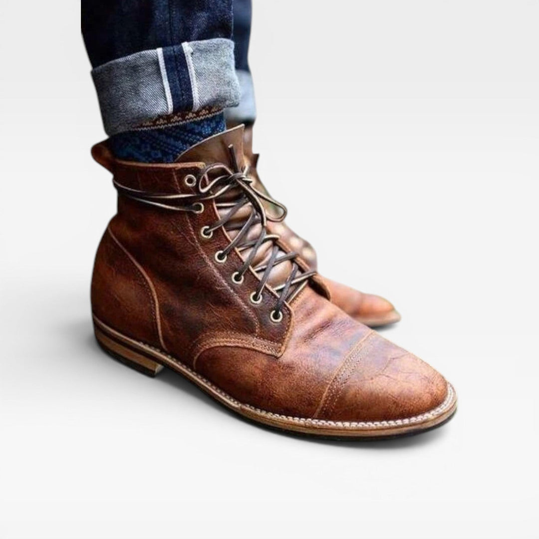 Patina Lederstiefeletten Herren Schnürung Kappe Vintage
