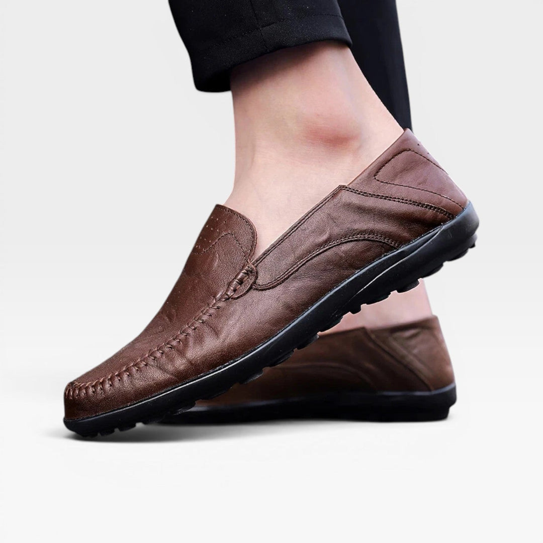 Rindsleder Slipper Herren Gelocht Slip-On Sommer Leicht