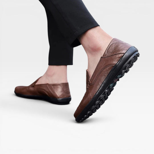 Rindsleder Slipper Herren Gelocht Slip-On Sommer Leicht