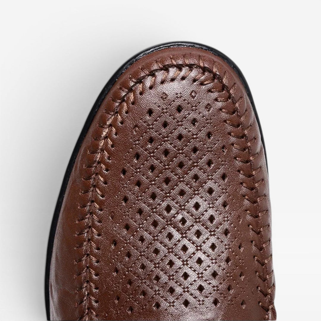 Rindsleder Slipper Herren Gelocht Slip-On Sommer Leicht