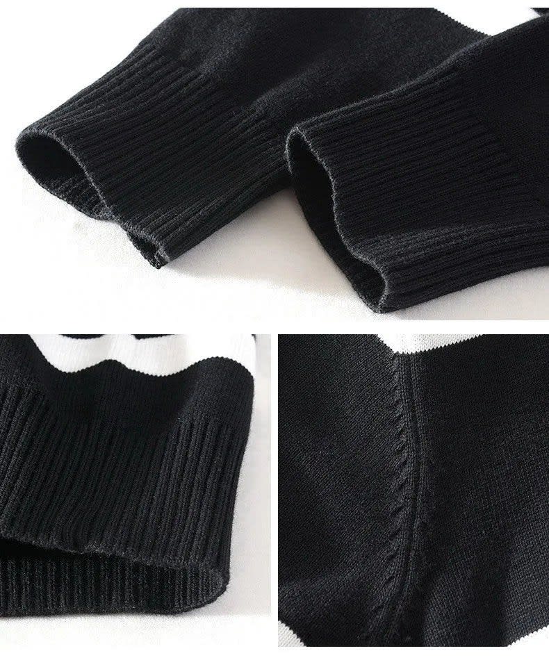 Baumwoll Pullover Herren Halbzip Breite Streifen Schmal