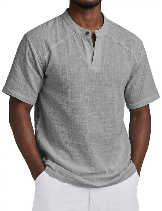 Leichtes Leinen Popover Hemd Herren Sommer Baumwolle