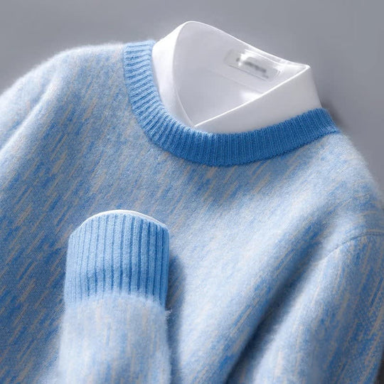 Kaschmir Pullover Herren Rundhals Feiner Strick Leicht