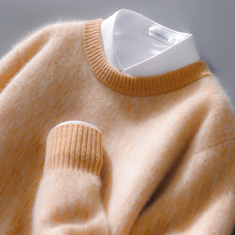 Kaschmir Pullover Herren Rundhals Feiner Strick Leicht