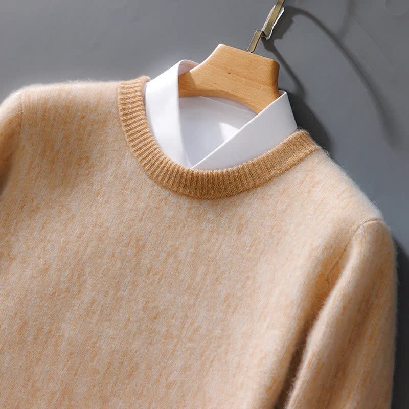Kaschmir Pullover Herren Rundhals Feiner Strick Leicht