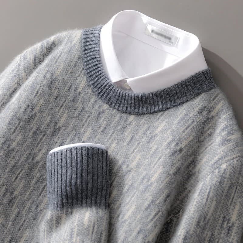 Kaschmir Pullover Herren Rundhals Feiner Strick Leicht