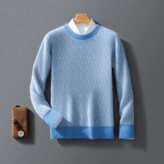 Kaschmir Pullover Herren Rundhals Feiner Strick Leicht