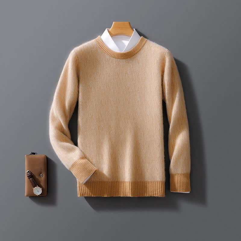 Kaschmir Pullover Herren Rundhals Feiner Strick Leicht